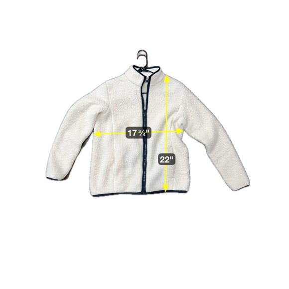 Lands End Full Zip Cozy Sherpa Fleece Jacket Cream Sz Medium Petite Outerwear - Picture 10 of 13